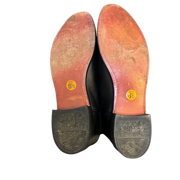 Justin Black Leather Western Boots Size 8.5 - Picture 11 of 12